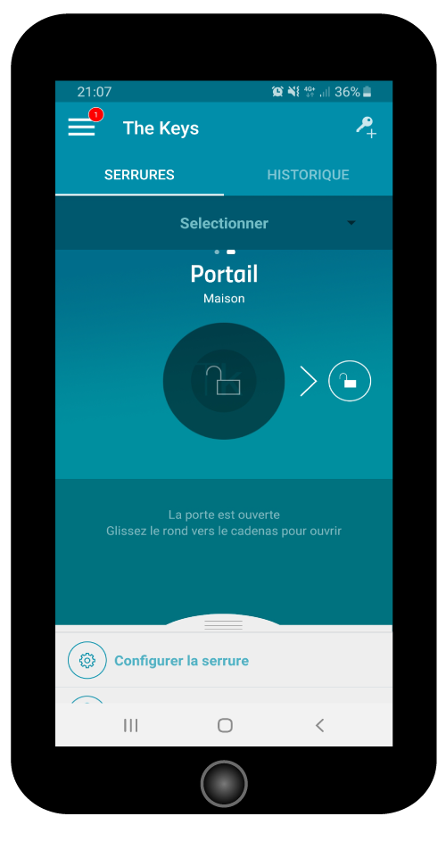 application TheKey  pour ouvrir son portail avec son téléphone 