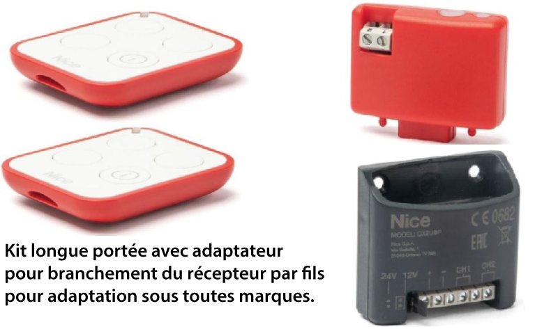 OX2UBP  kit longue portée avec adaptateur pour branchement du recepteur par fils pour adaptation sous toutes marques